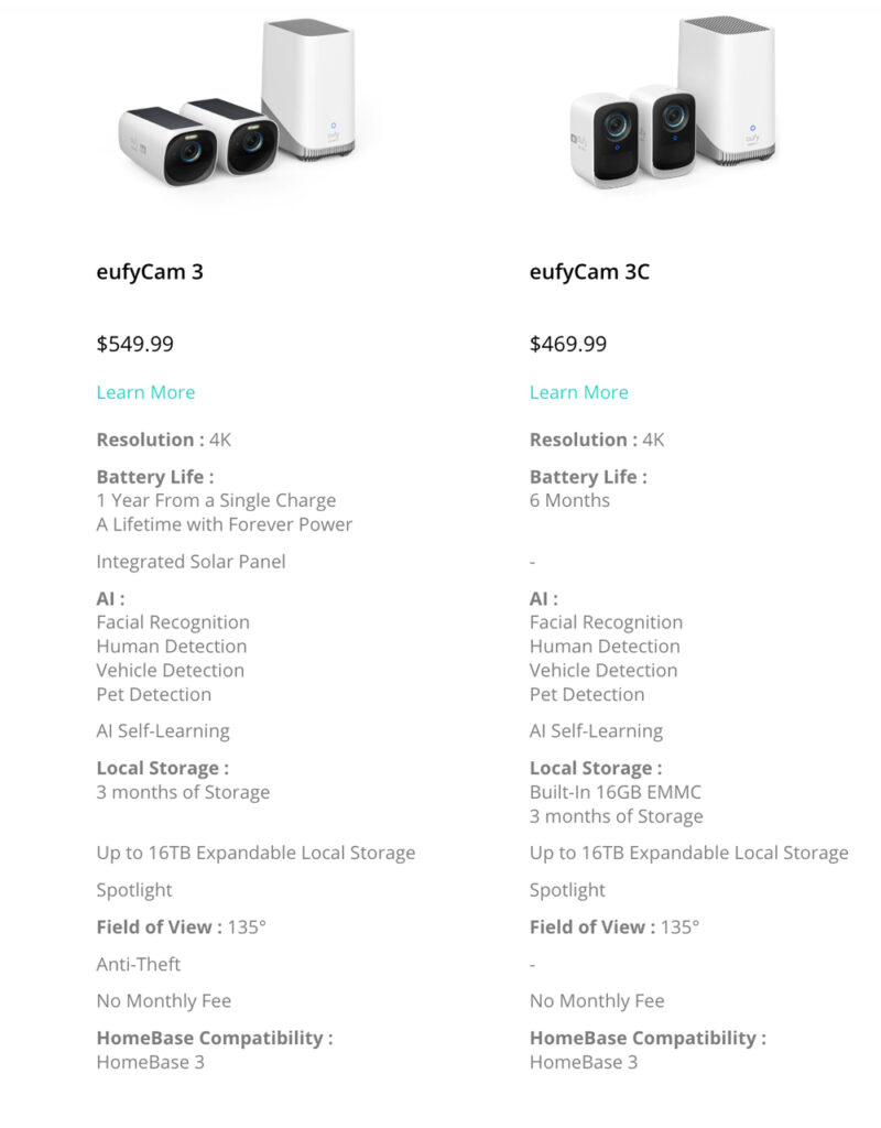 Compare Eufy Homebase 2 And 3