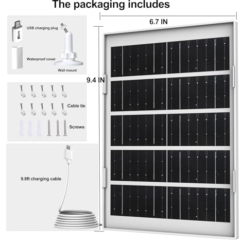 7W Solar Panel for Eufy Camera Compatible with Eufycam 2C/2C Pro/2/2 Pro/E20/E40/E, USB Solar Panel with USB-C Port Outdoor Camera