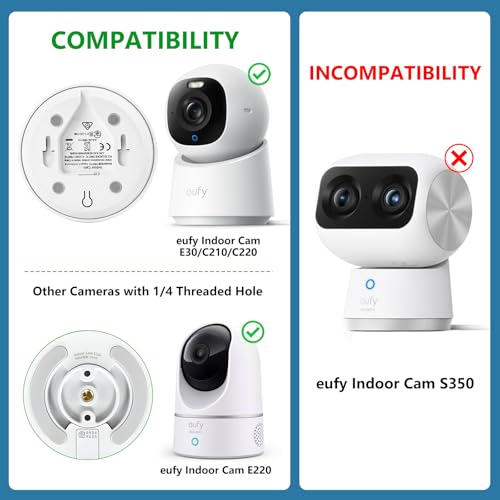 Security Camera Mount for eufy Indoor Camera E30/C210/C220/E220 or Other Cameras with 1/4 Threaded Hole