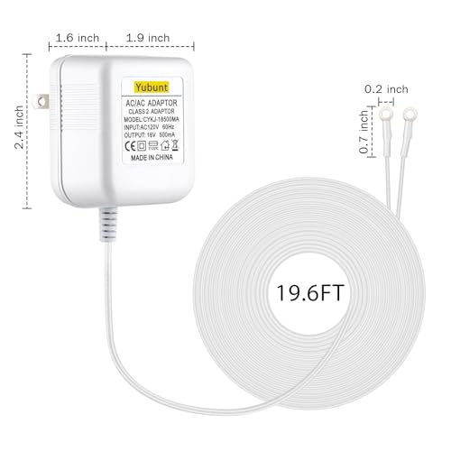 18V 500mA Doorbell Transformer, Video Doorbell Power Adapter Compatible with Nest, Wyze, Eufy, Ring, and Arlo Wireless Video Doorbells. White