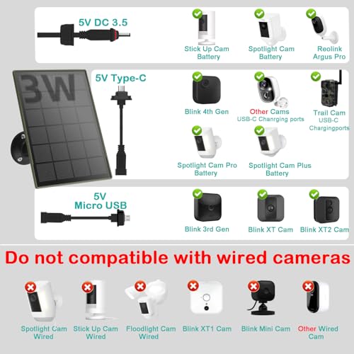 Solar Panel for Ring Camera Build in 6000mAh Battery