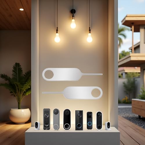 2 Pcs Silver Doorbell Key Tool,Release Removal Pin Security Key Tool,Compatible for Arlo,Nest and Eufy Video Doorbell Remove Doorbell Mount and Battery Replacement,Door Chimes and Bells Tool