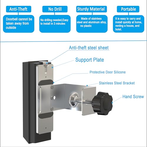 VMEI Anti-Theft Door Mount for eufy Video Doorbell E340 Metal Mount Made of High-Hardness Stainless Steel,No Drill,Not Block Doorbell Sensor-Silver