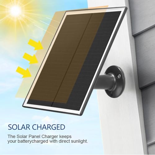 6W Solar Panel Charger for Outdoor Security Cameras. Micro USB/USB - C/DC (35 * 135) Fits Eufy/Wyze/Ring Camera