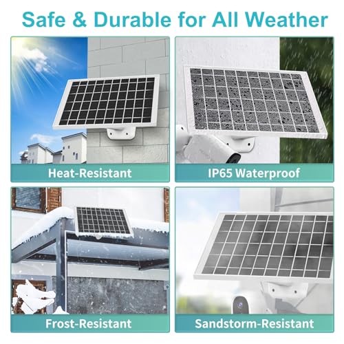 2 Pack 5V 7W Solar Panel Charger for Bird Feeder, Wyze Cam Outdoor v1 Cam Outdoor v2、Wyze Battery Cams Pro,Arlo,Simplisafe,Eufy Security Camera Micro USB & USB Type C Cable 5V 7W & More