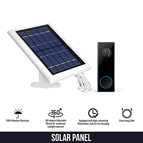Wasserstein Weatherproof Solar Panel Compatible with eufy Doorbell (Security Wi-Fi Video Battery-Powered Doorbell) (White) (Eufy Video Doorbell 2K Not Included)