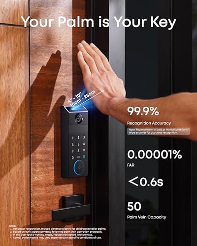 eufy FamiLock S3 Max Smart Lock with Palm Vein Recognition - Keyless Entry Door Lock for Front Door