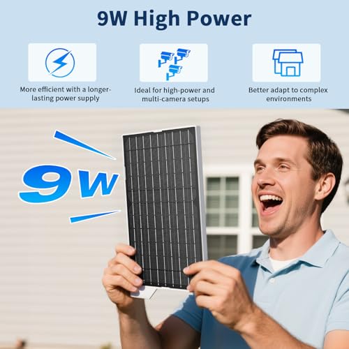 2 Pack 9W Solar Panels- IP65 Waterproof, High Efficiency Charger with 10FT USB-C Cable and Micro USB Adapter, Works in