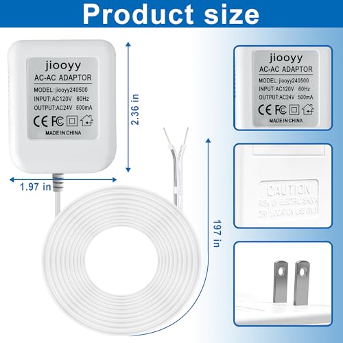 jiooyy 24V 500mA Doorbell Power Adapter