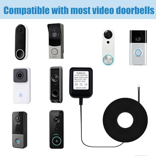 24V Doorbell Power Adapter 24Volt Doorbell Power Supply Compatible with Nest Arlo Eufy Wyze Ring Doorbell Transformer (Black 19.6 Feet)
