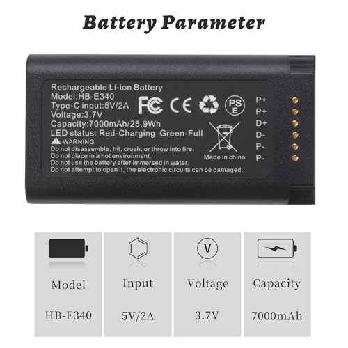 LBTPH E340 7000mAh Rechargeable Battery Pack with USB-C for Eufy Video Doorbell E340