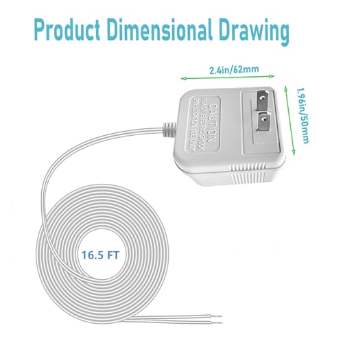 Doorbell Power Supply 24V Power Adapter 24V 500mA Video Doorbell Transformer, Compatible with Arlo Nest Wyze Eufy Ring Doorbell Adapter (White 19.5 Feet)