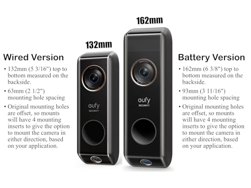 Angled Doorbell Wedge Mount Bracket compatible with Eufy S330 Security Video Doorbell (Battery Version 162mm tall) (Black