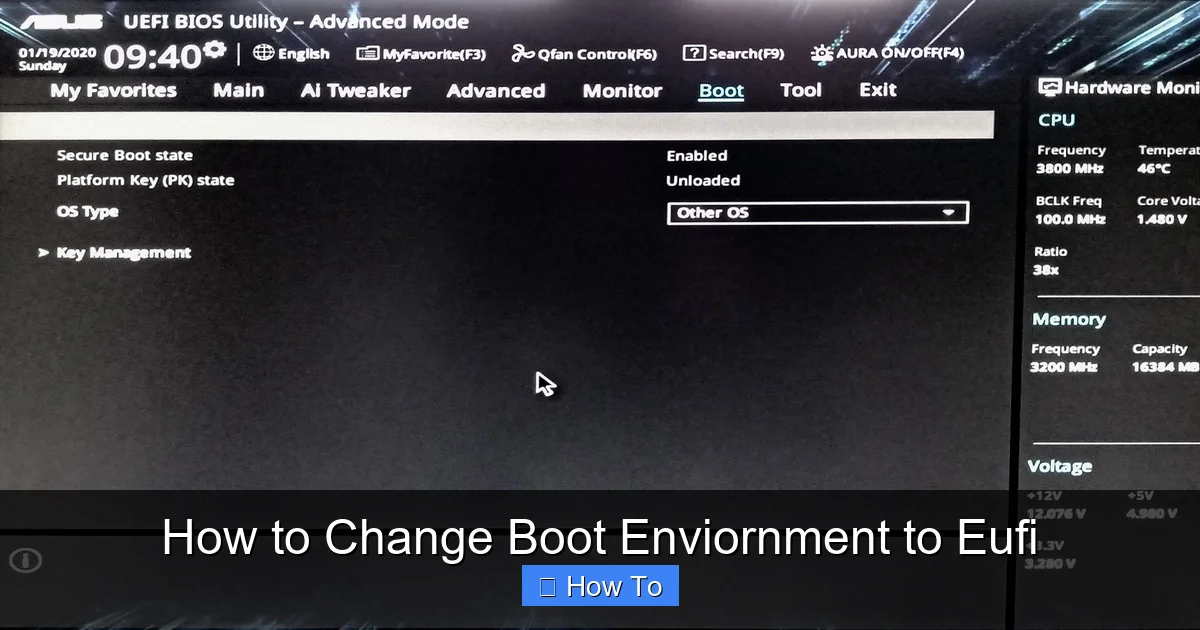 How to Change Boot Enviornment to Eufi