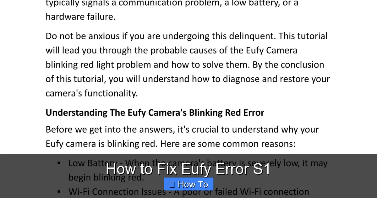 How to Fix Eufy Error S1